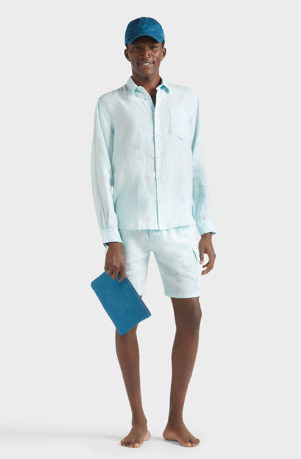 VILEBREQUIN Men Linen Cargo Bermuda Shorts Natural Dye