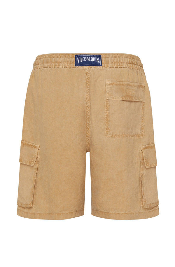 VILEBREQUIN Men Linen Cargo Bermuda Shorts Natural Dye