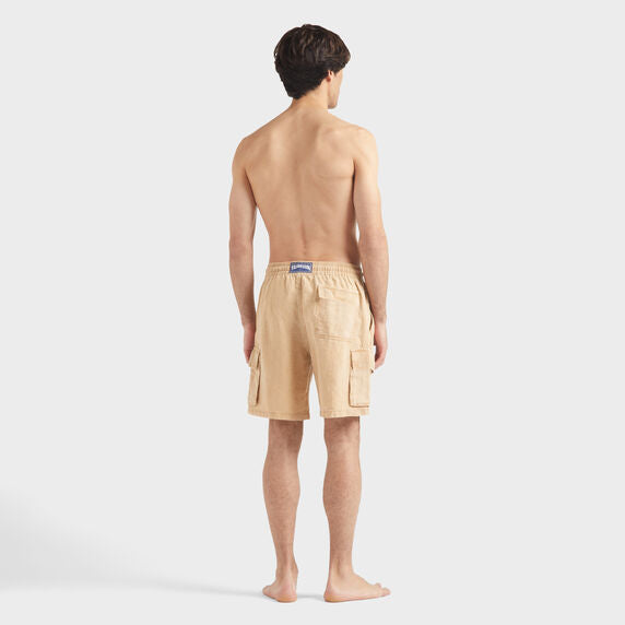 VILEBREQUIN Men Linen Cargo Bermuda Shorts Natural Dye