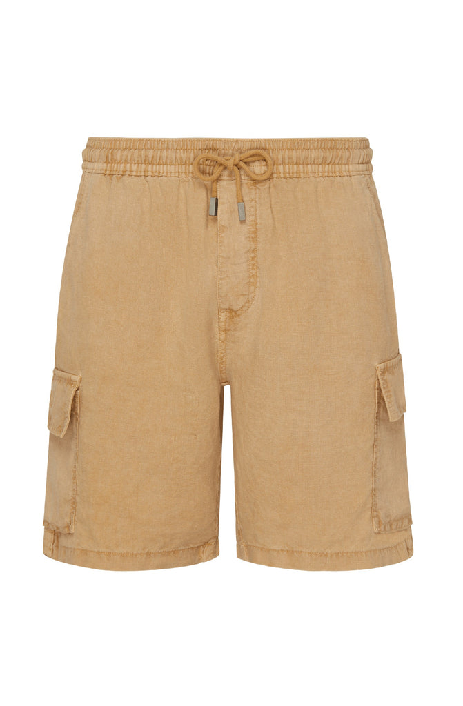 VILEBREQUIN Men Linen Cargo Bermuda Shorts Natural Dye