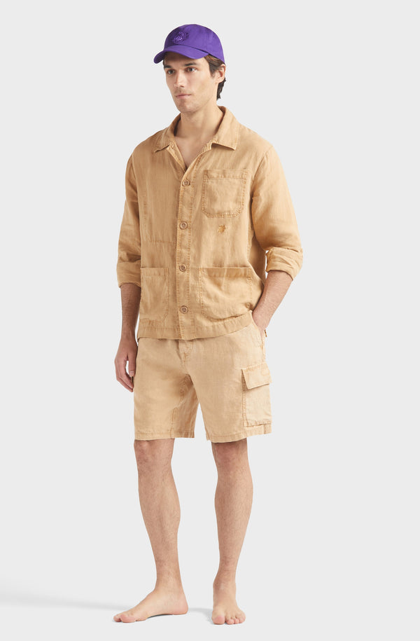 VILEBREQUIN Men Linen Cargo Bermuda Shorts Natural Dye
