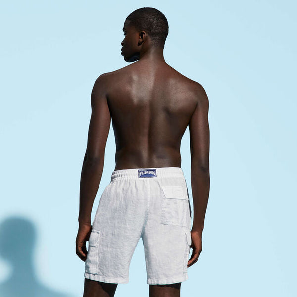 VILEBREQUIN Men Linen Bermuda Shorts Cargo Pockets