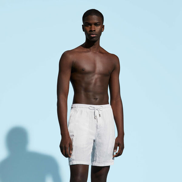 VILEBREQUIN Men Linen Bermuda Shorts Cargo Pockets