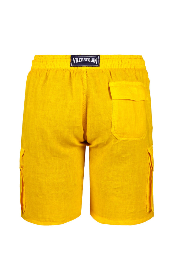 VILEBREQUIN Men Linen Bermuda Shorts Cargo Pockets