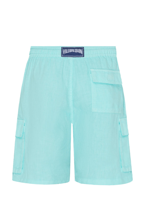 VILEBREQUIN Men Linen Bermuda Shorts Cargo Pockets