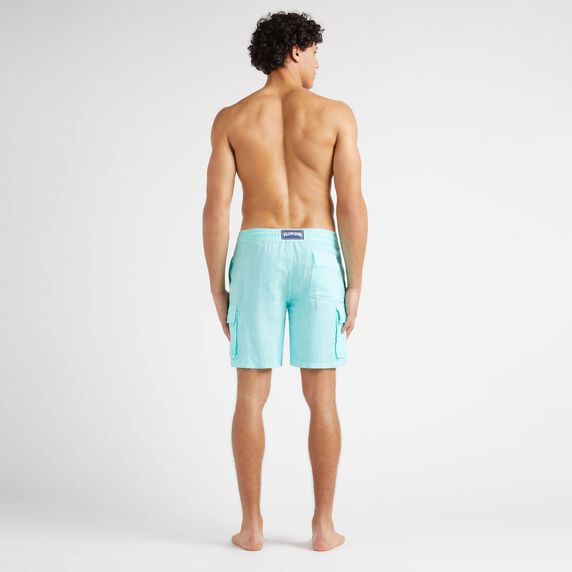 VILEBREQUIN Men Linen Bermuda Shorts Cargo Pockets