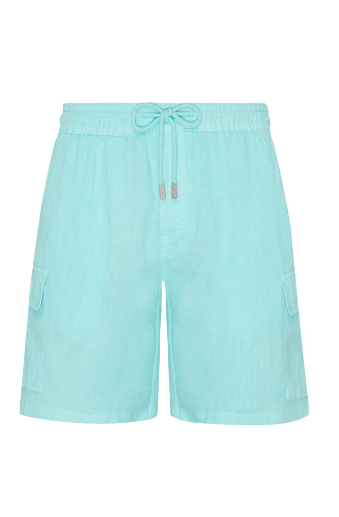 VILEBREQUIN Men Linen Bermuda Shorts Cargo Pockets