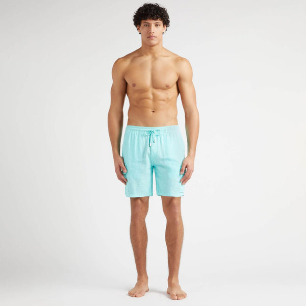VILEBREQUIN Men Linen Bermuda Shorts Cargo Pockets