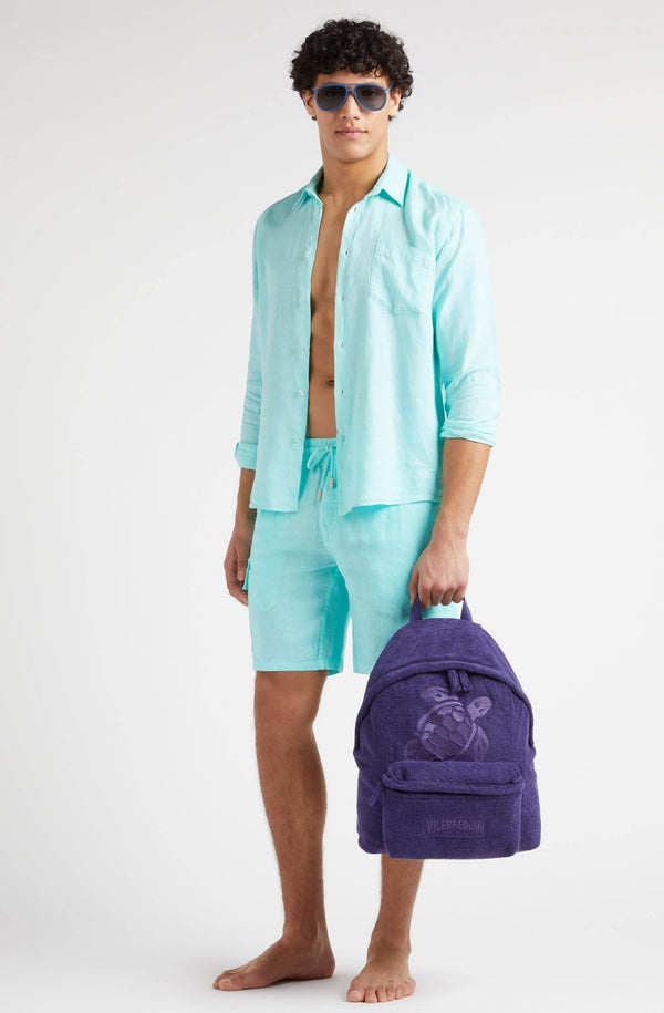 VILEBREQUIN Men Linen Bermuda Shorts Cargo Pockets