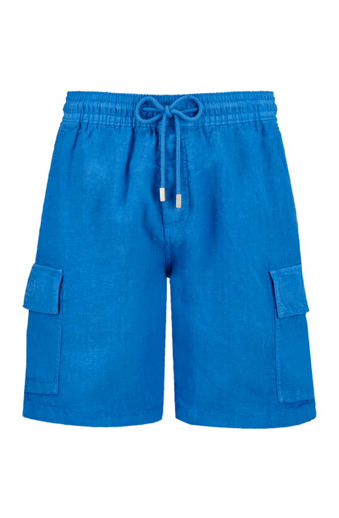 VILEBREQUIN Men Linen Bermuda Shorts Cargo Pockets