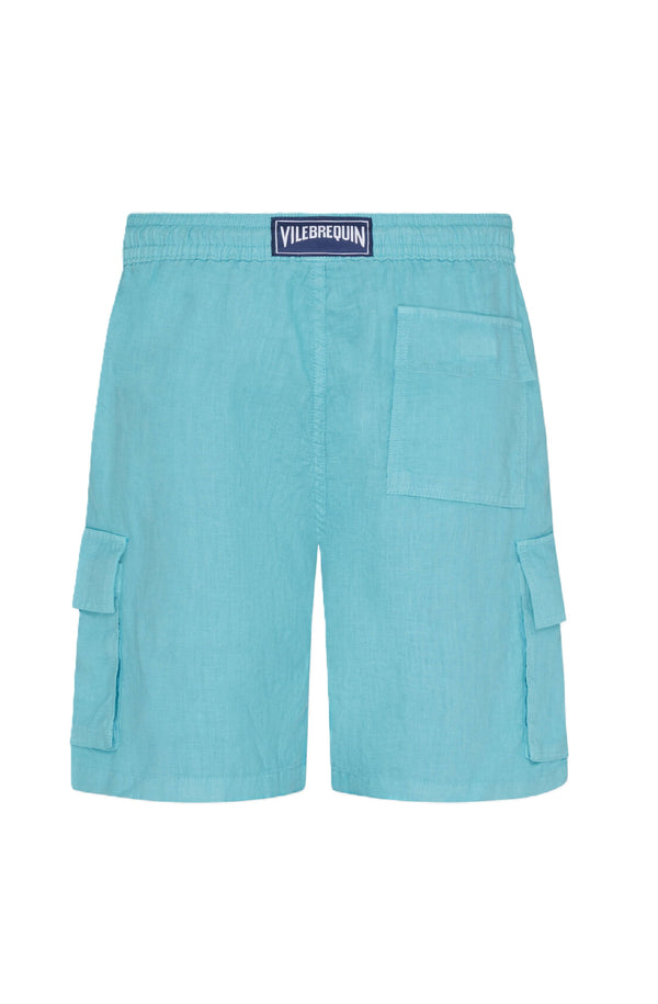 VILEBREQUIN Men Linen Bermuda Shorts Cargo Pockets