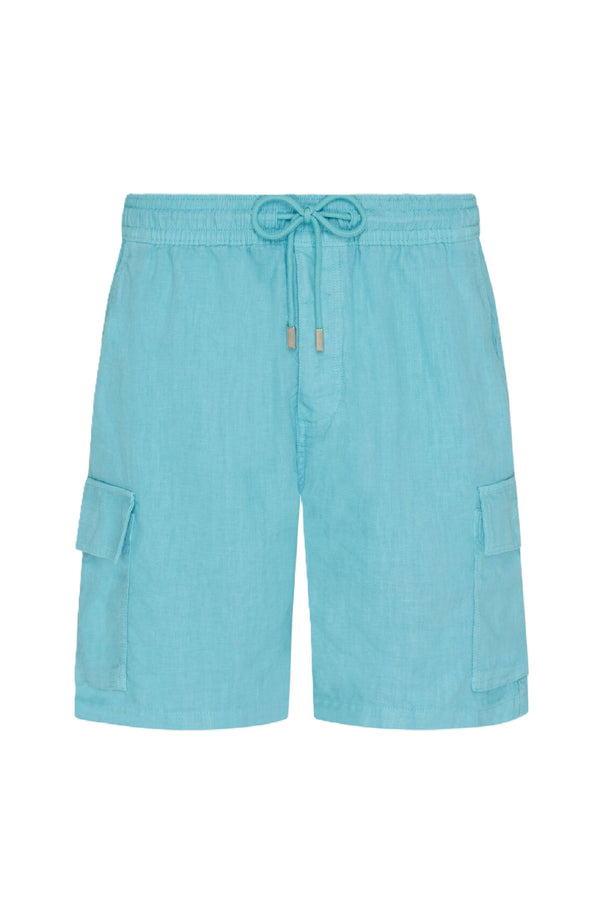 VILEBREQUIN Men Linen Bermuda Shorts Cargo Pockets