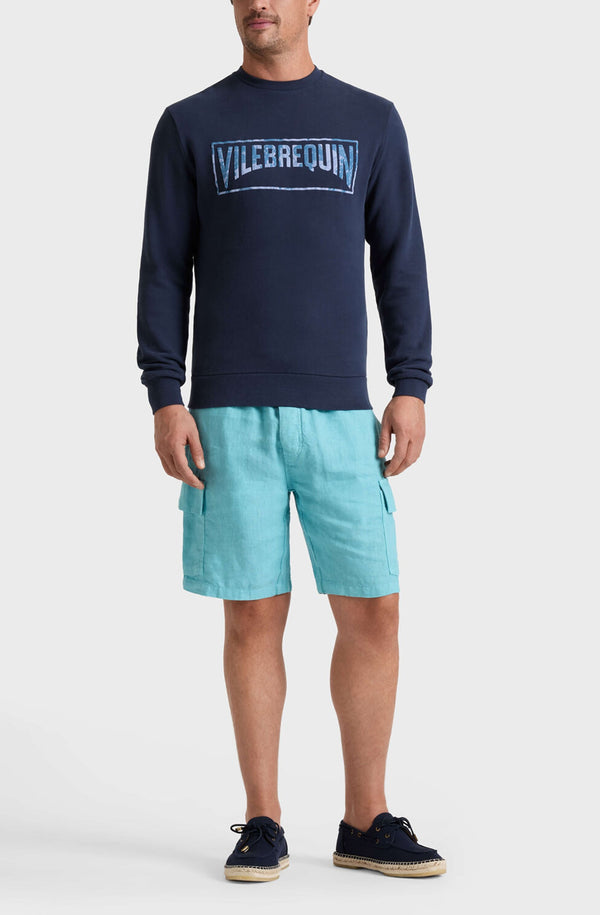 VILEBREQUIN Men Linen Bermuda Shorts Cargo Pockets