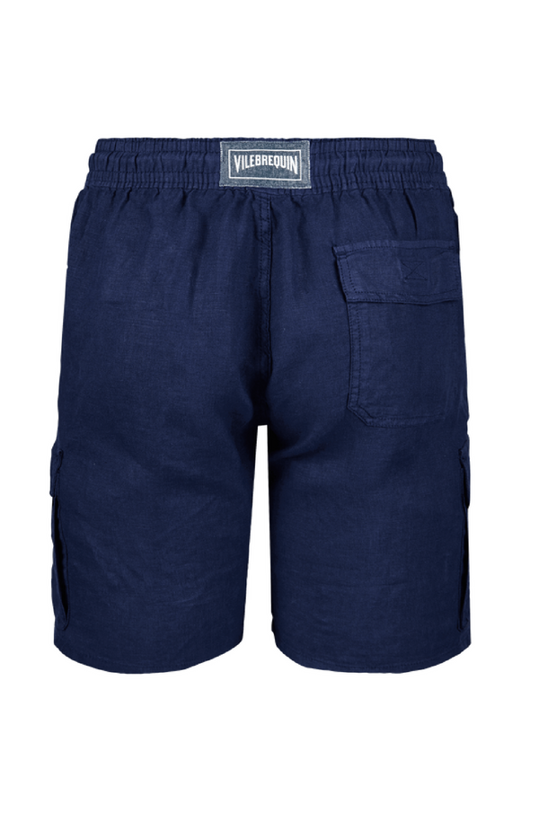 VILEBREQUIN Men Linen Bermuda Shorts Cargo Pockets