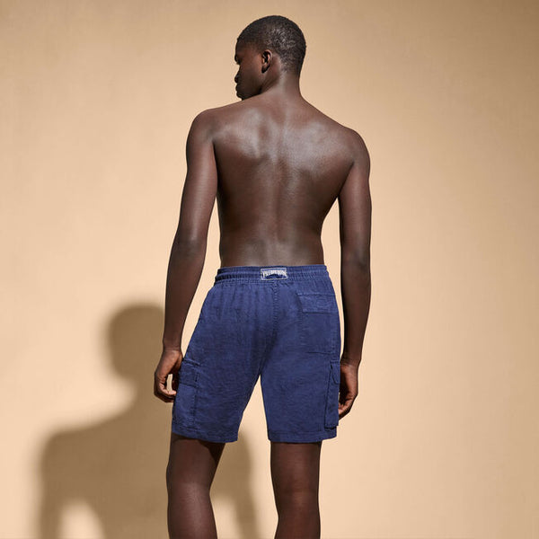VILEBREQUIN Men Linen Bermuda Shorts Cargo Pockets