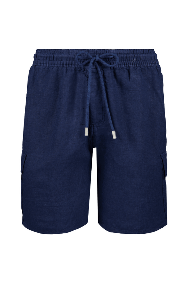 VILEBREQUIN Men Linen Bermuda Shorts Cargo Pockets