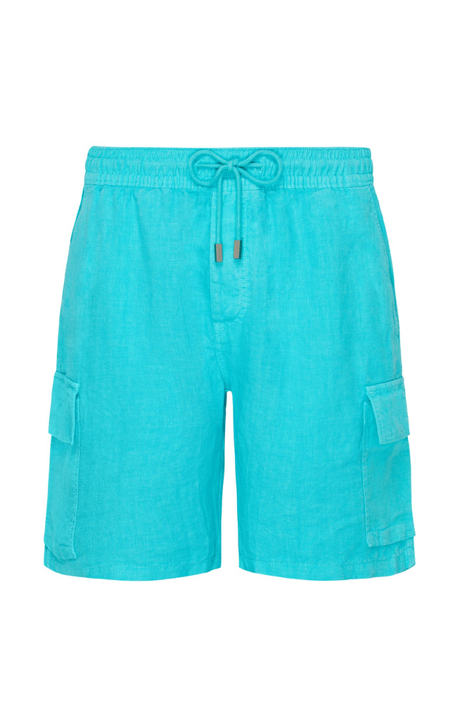 VILEBREQUIN Men Linen Bermuda Shorts Cargo Pockets