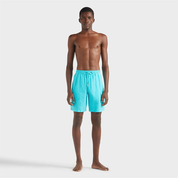 VILEBREQUIN Men Linen Bermuda Shorts Cargo Pockets