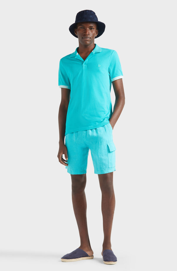 VILEBREQUIN Men Linen Bermuda Shorts Cargo Pockets