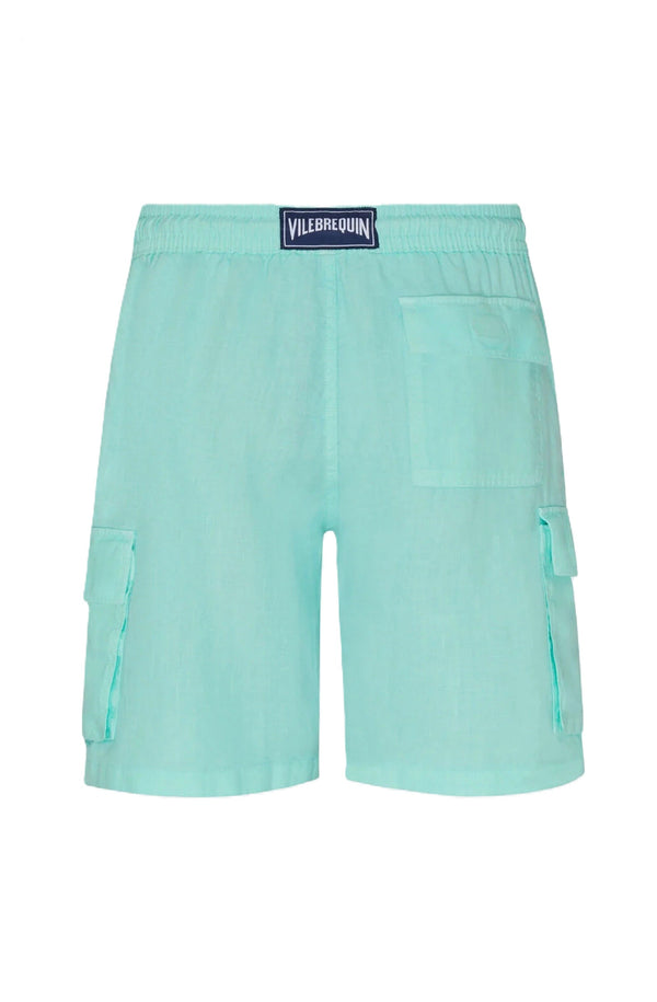 VILEBREQUIN Men Linen Bermuda Shorts Cargo Pockets