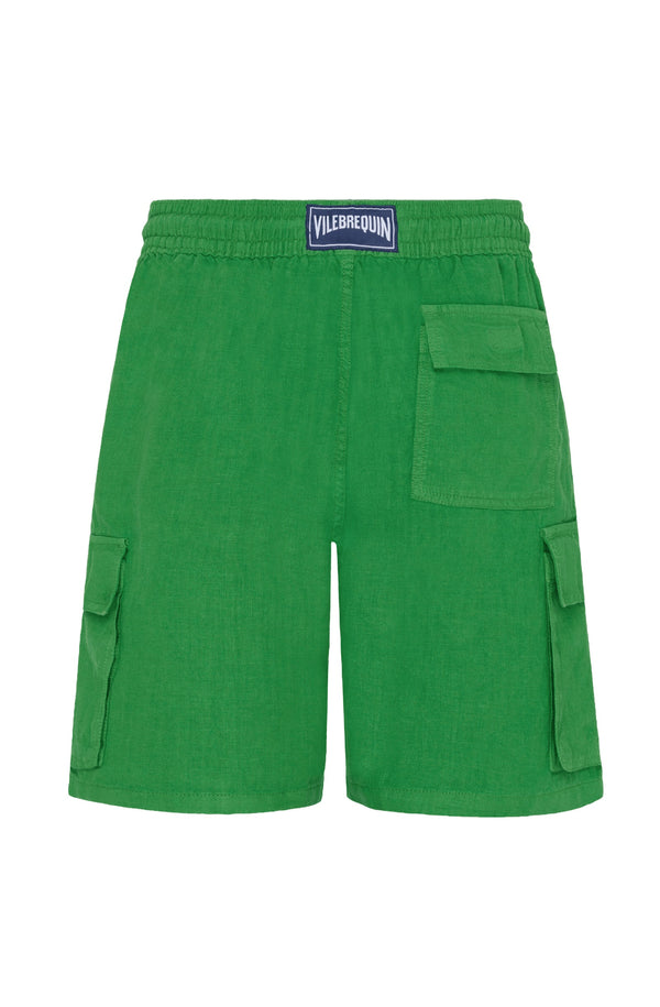 VILEBREQUIN Men Linen Bermuda Shorts Cargo Pockets
