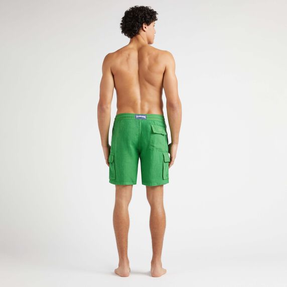VILEBREQUIN Men Linen Bermuda Shorts Cargo Pockets