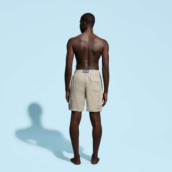 VILEBREQUIN Men Linen Bermuda Shorts Cargo Pockets