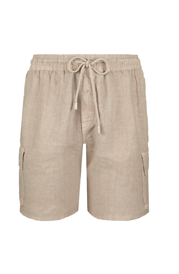 VILEBREQUIN Men Linen Bermuda Shorts Cargo Pockets