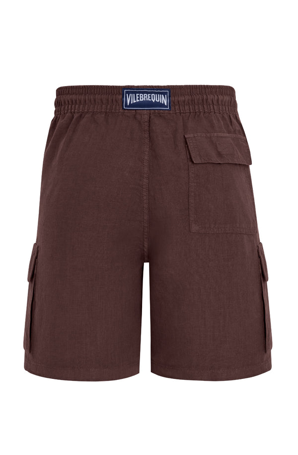 VILEBREQUIN Men Linen Bermuda Shorts Cargo Pockets