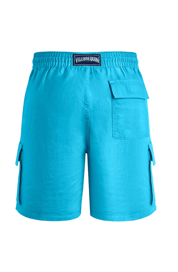 VILEBREQUIN Men Linen Bermuda Shorts Cargo Pockets