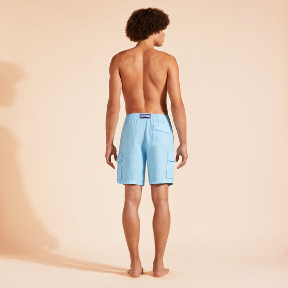 VILEBREQUIN Men Linen Bermuda Shorts Cargo Pockets