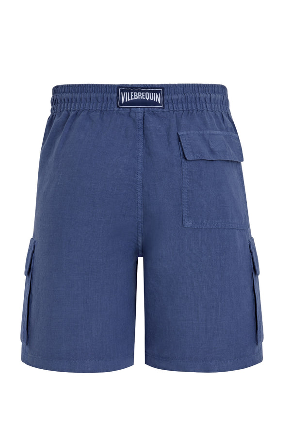 VILEBREQUIN Men Linen Bermuda Shorts Cargo Pockets
