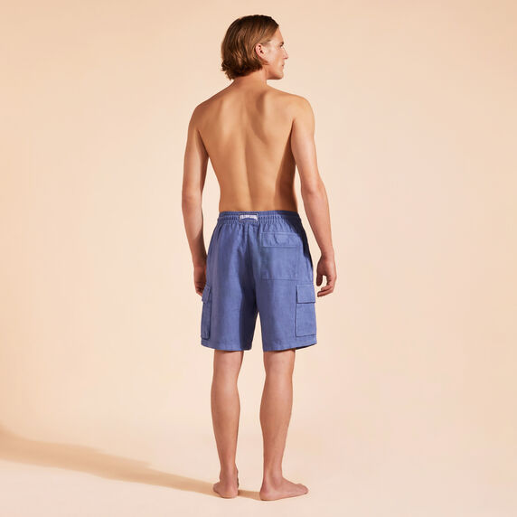 VILEBREQUIN Men Linen Bermuda Shorts Cargo Pockets