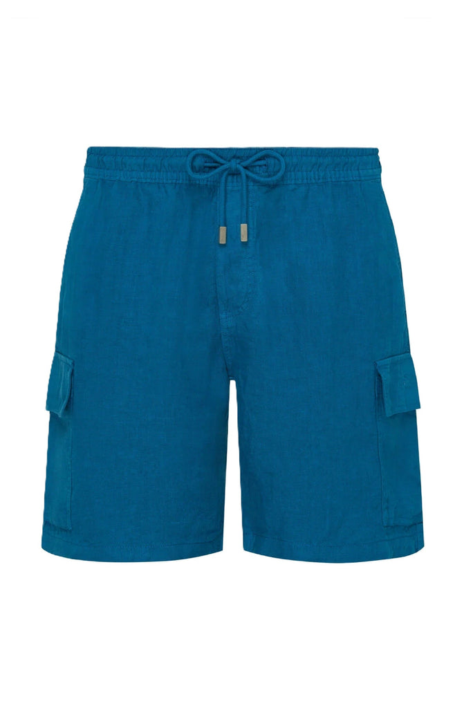 VILEBREQUIN Men Linen Bermuda Shorts Cargo Pockets