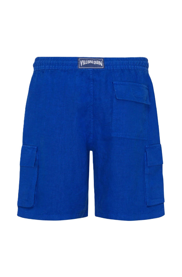 VILEBREQUIN Men Linen Bermuda Shorts Cargo Pockets