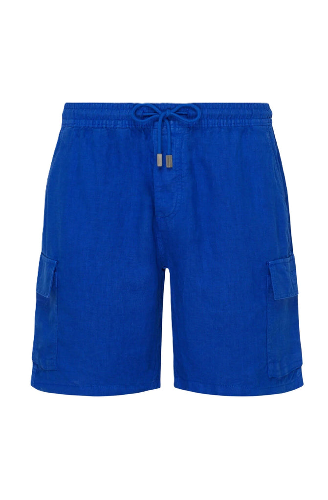 VILEBREQUIN Men Linen Bermuda Shorts Cargo Pockets