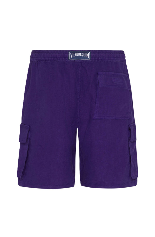 VILEBREQUIN Men Linen Bermuda Shorts Cargo Pockets