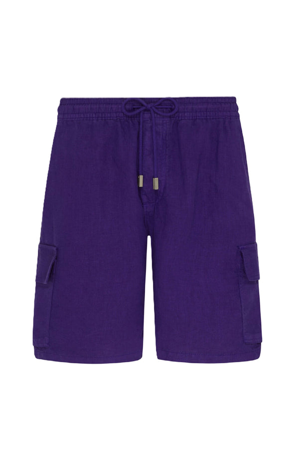 VILEBREQUIN Men Linen Bermuda Shorts Cargo Pockets