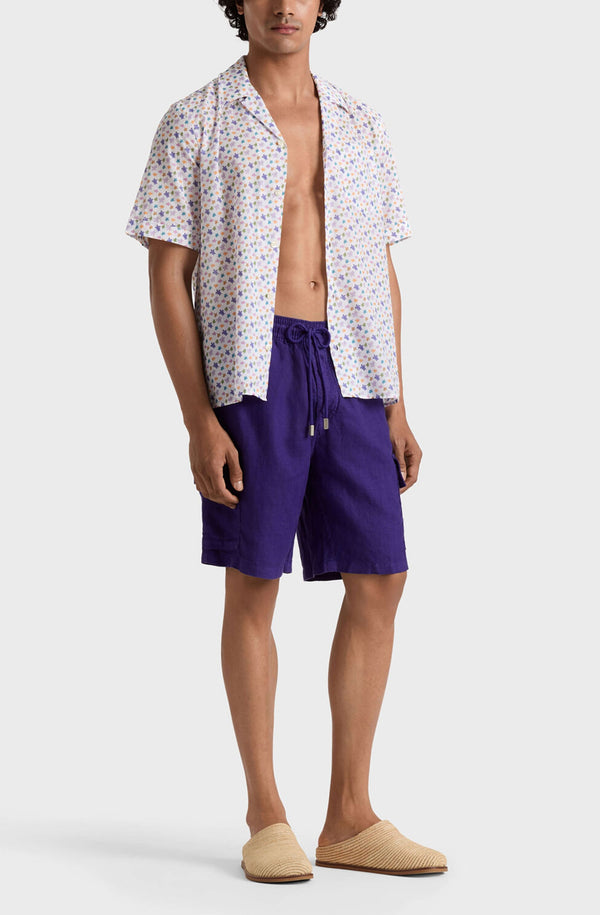 VILEBREQUIN Men Linen Bermuda Shorts Cargo Pockets