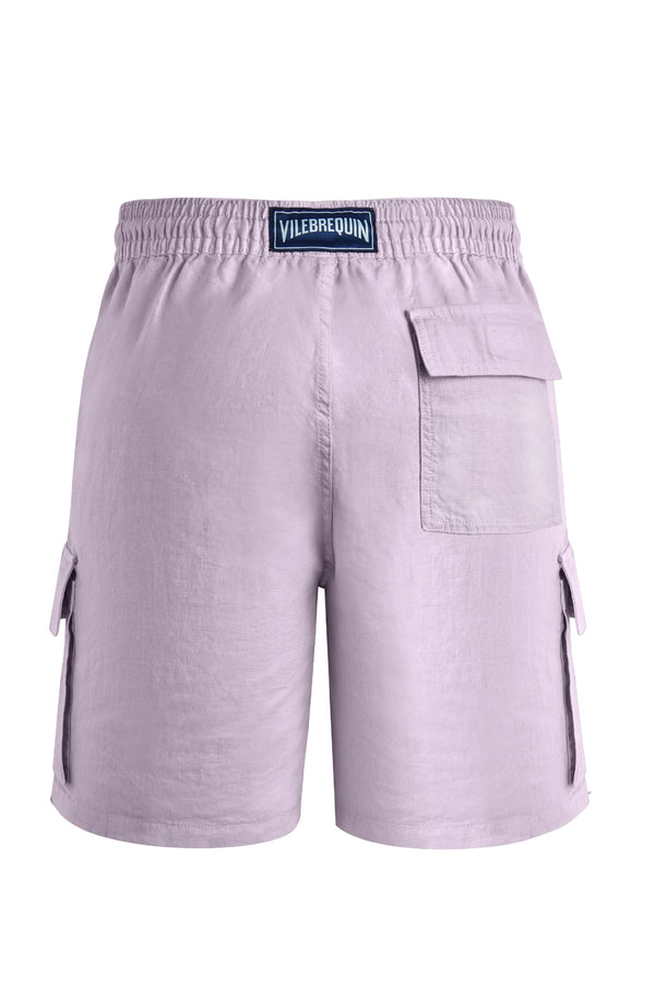 VILEBREQUIN Men Linen Bermuda Shorts Cargo Pockets