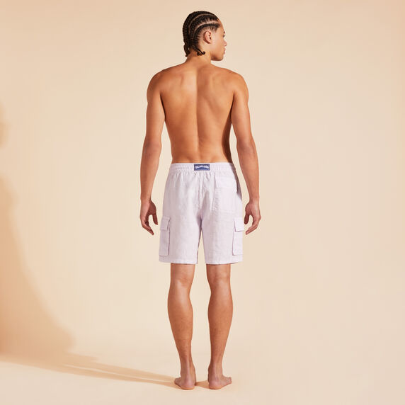 VILEBREQUIN Men Linen Bermuda Shorts Cargo Pockets