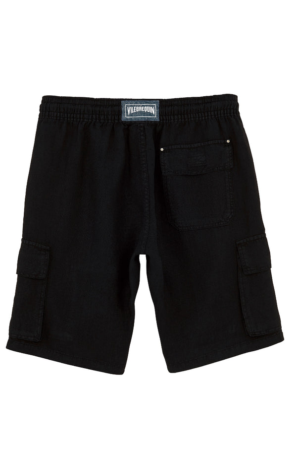VILEBREQUIN Men Linen Bermuda Shorts Cargo Pockets