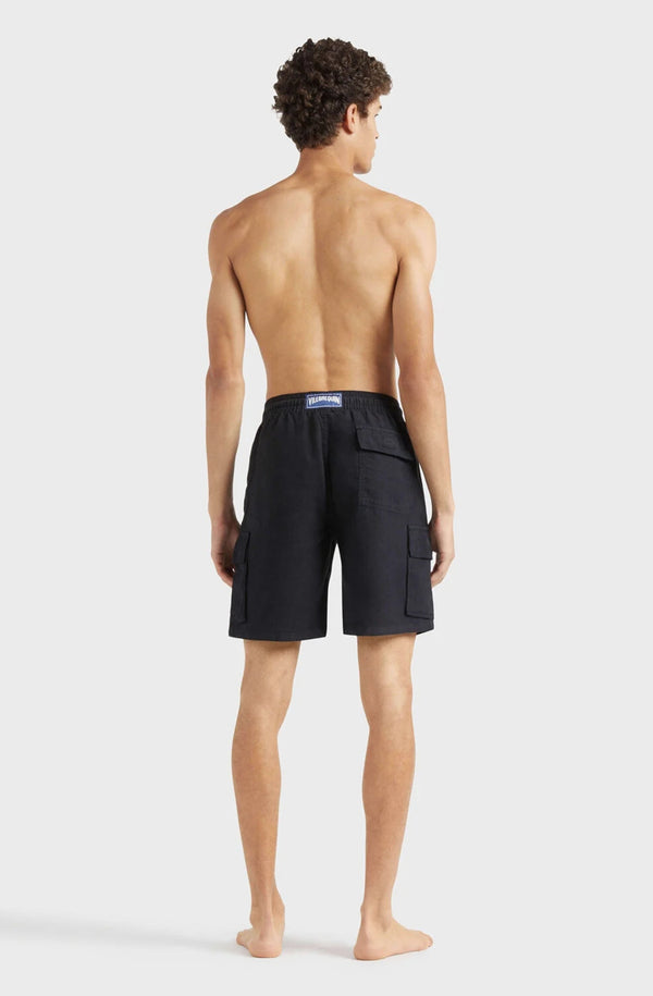 VILEBREQUIN Men Linen Bermuda Shorts Cargo Pockets