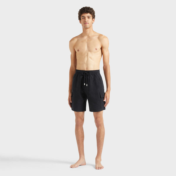 VILEBREQUIN Men Linen Bermuda Shorts Cargo Pockets