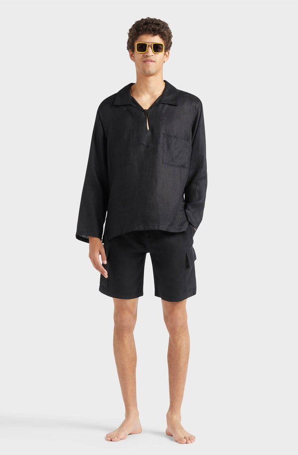 VILEBREQUIN Men Linen Bermuda Shorts Cargo Pockets