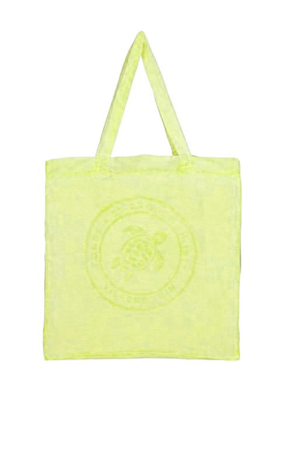 VILEBREQUIN Linen Turtle Unisex Tote Bag Mineral Dye