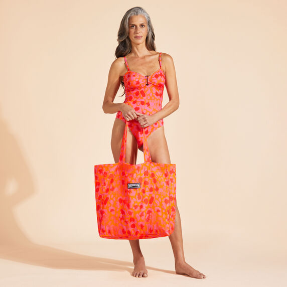 VILEBREQUIN Unisex Linen Beach Bag New Leopard