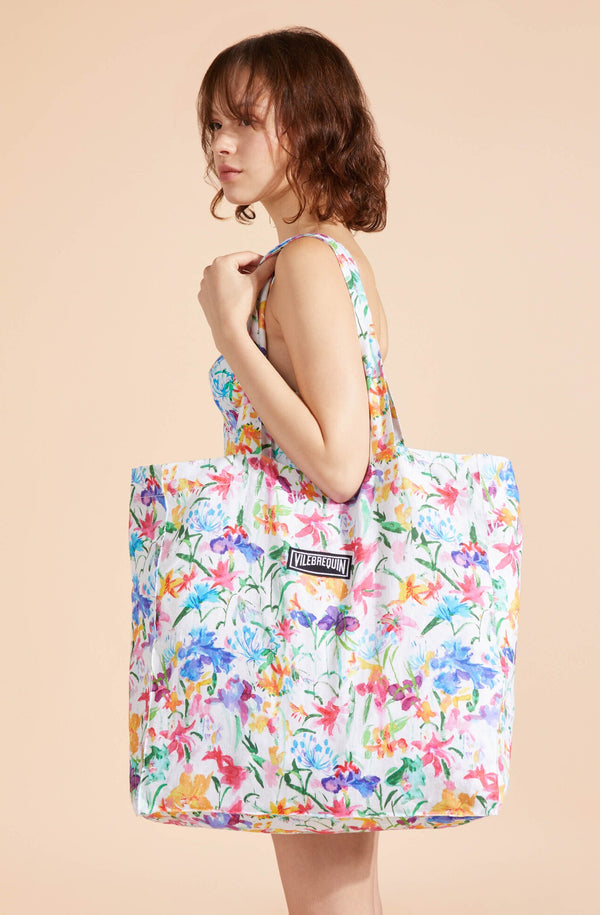 VILEBREQUIN Unisex Linen Beach Bag Happy Flowers