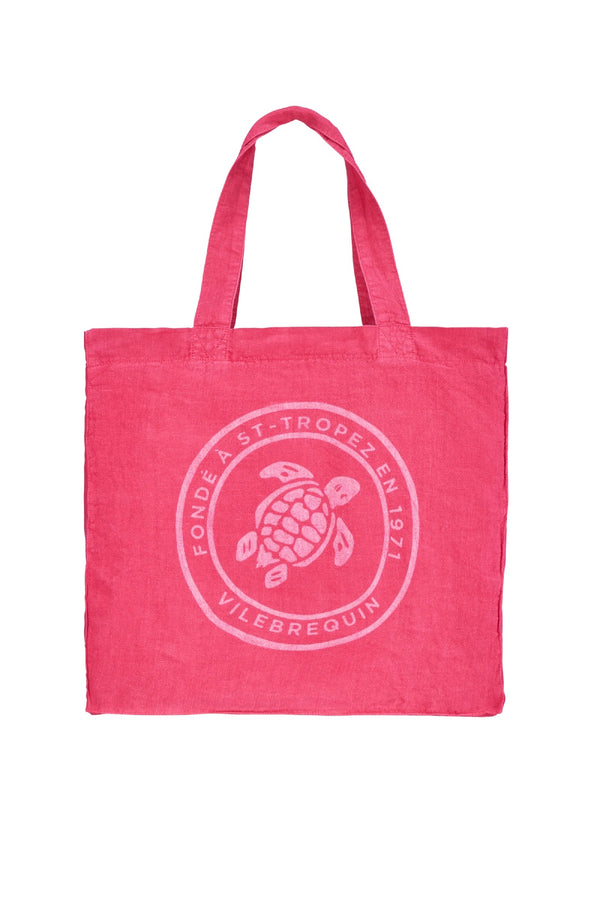 VILEBREQUIN Unisex Linen Tote Bag Turtle