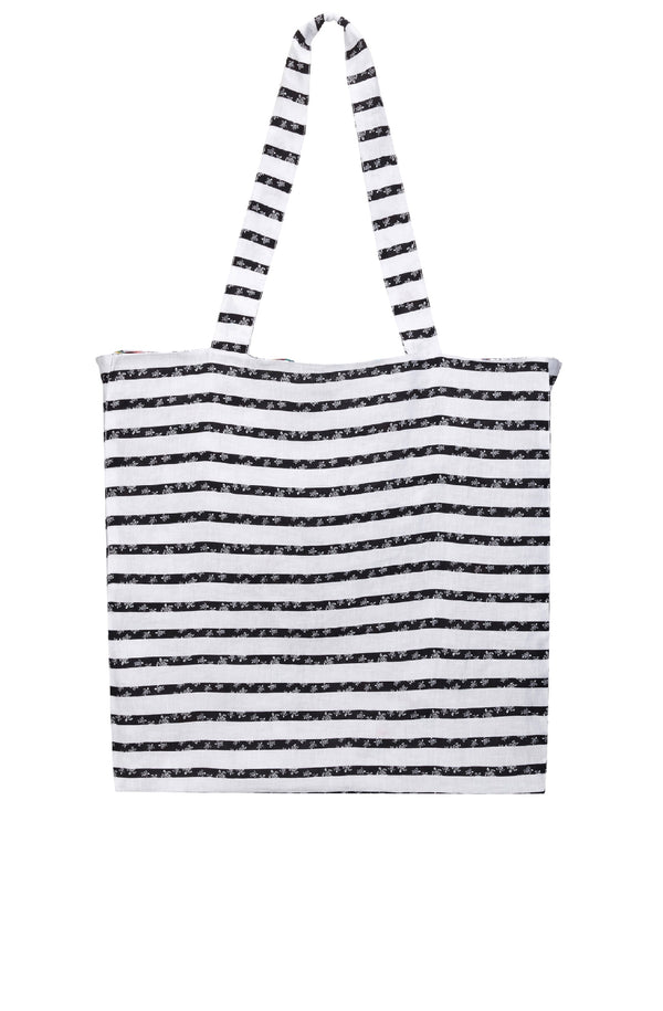 VILEBREQUIN Unisex Reversible Linen Beach Bag Micro Rondes des Tortues Rayee